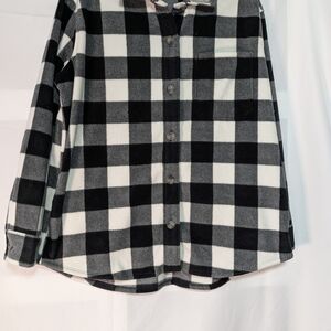 Eddie Bauer Black and White Buffalo Plaid Button-Down Shirt